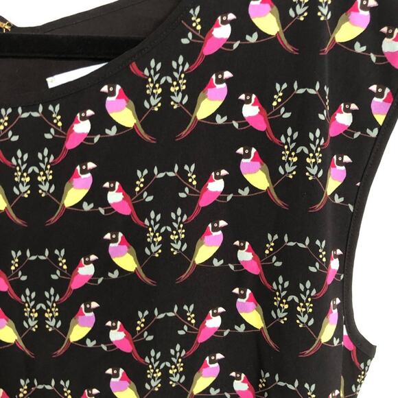 CeCe Bird Print Bitsy Loose Flare Dress EUC 12‎ - Picture 4 of 9